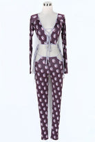 Women's Printed Mesh Long Sleeve Jumpsuit