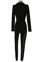 Women's Long Sleeve Crop Top & Sheer Mesh Panel Pants Set - photo 3