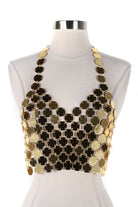 Women's Sequin Disc Halter Chain Crop Top