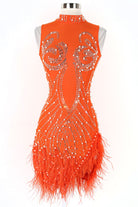 Women's Rhinestone Feather Fringe Mini Dress