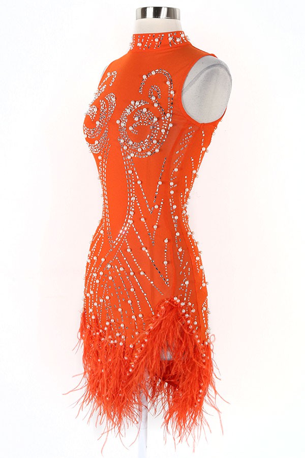 Women's Rhinestone Feather Fringe Mini Dress - photo 2