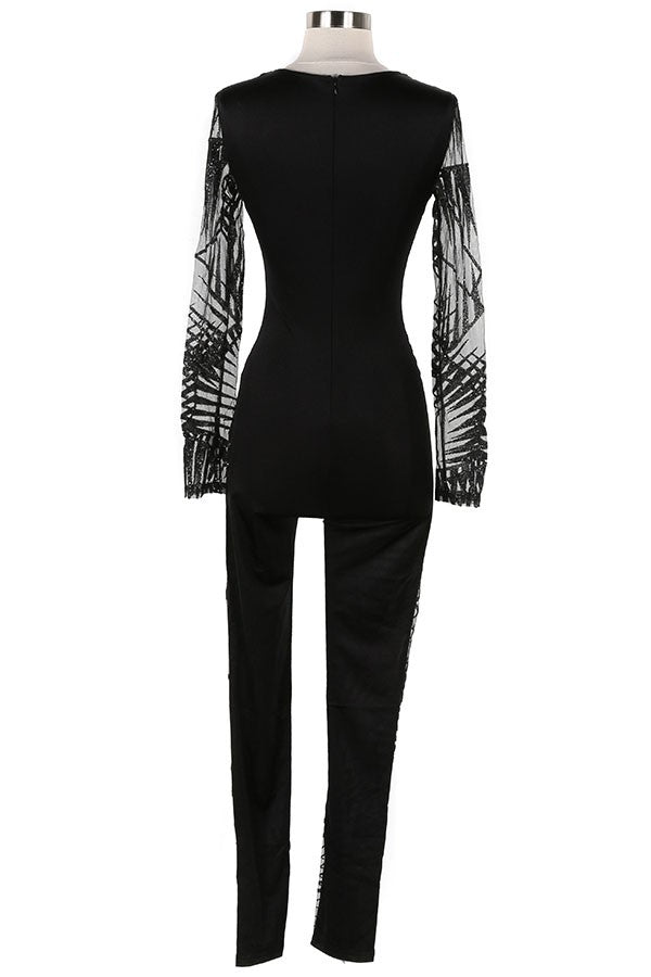 Women's Sequin Long Sleeve Fitted Jumpsuit - photo 3