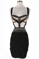 Women's black strappy harness cutout bodycon mini dress