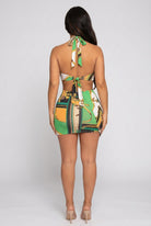 Women's Printed Halter Cutout Mini Dress - photo 3