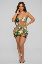 Women's Printed Halter Cutout Mini Dress
