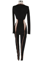 Women's Contrast Trim Crisscross Cutout Long Sleeve Jumpsuit - photo 3