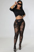 Women's Short Sleeve Crop Top & Lace Leggings Set