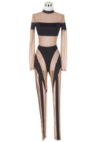 Women's Off-Shoulder Short Sleeve Mesh Panel Jumpsuit