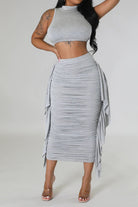Ruched midi skirt set front view