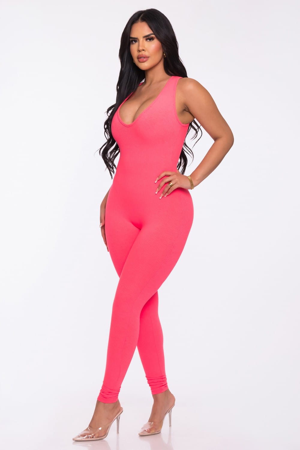 Women's Midnight Essential Heavy Ribbed Bodycon Jumpsuit – back view