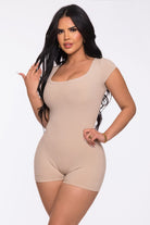 Women's Hot Pink Everyday Allure Heavy Rib Scoop Neck Romper – detail view