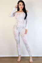 Women's Lace Off-Shoulder Long Sleeve Jumpsuit - photo 3
