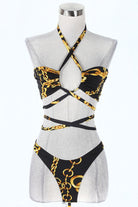 Women's Chain Print Blouse, Bralette & Shorts 3-Piece Set - photo 5