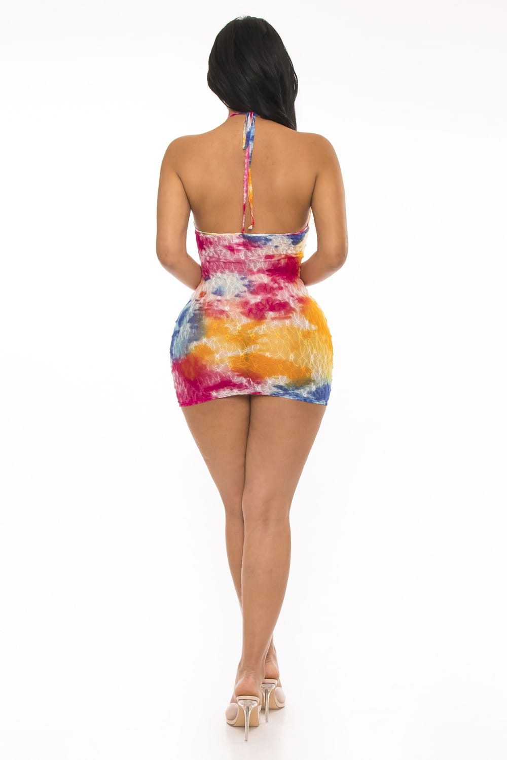 Women's Tropical Kaleidoscope Lace Mini Cover-Up Dress – detail view