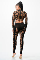 Women's Lace Long Sleeve Crop Top & Leggings Set - photo 3