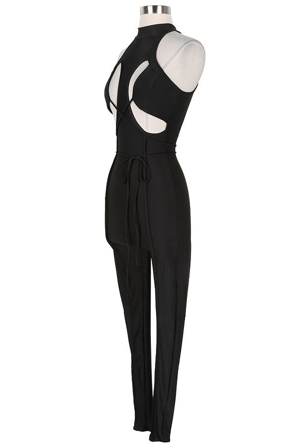 Women's Halter Tie-Back Cutout Jumpsuit - photo 2