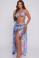 Women's Printed Halter Bikini & Maxi Skirt Cover-Up Set - photo 2