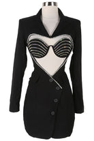 Women's Blazer Mini Dress & Rhinestone Bra Top Set