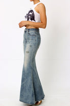Denim mermaid skirt front view