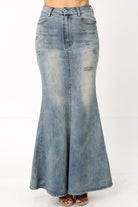 Denim mermaid skirt flare hem