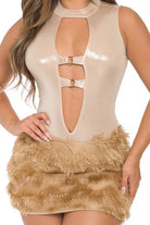 Women's taupe halter cutout top and mini skirt set - photo 2