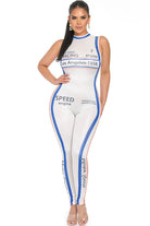 Women's Racing Print Sleeveless Mock Neck Jumpsuit - photo 2