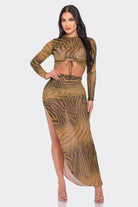 Women's Olive Top and Long Skirt Set – back view