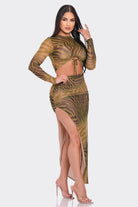 Women's Olive Top and Long Skirt Set – side view
