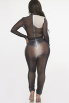 Women's Sheer Mesh Colorblock Long Sleeve Jumpsuit - photo 5