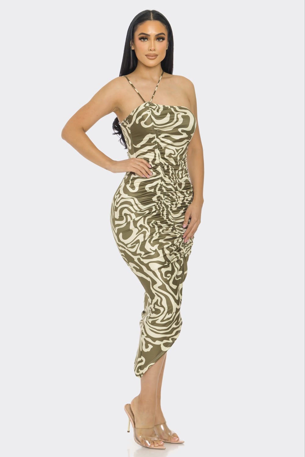 Women's Midnight Charm Front Detail Midi Dress – detail view
