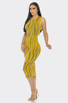 Women's Cozy Print Knit Fitted Midi Dress – side view