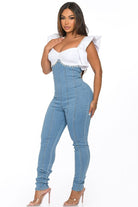 Women's Suspender High-Waist Denim Jumpsuit - photo 2