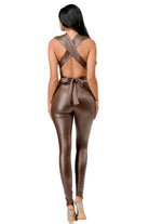 PU leather skinny jumpsuit style view - Epicplacess