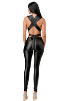 Leather cutout jumpsuit front view - Epicplacess