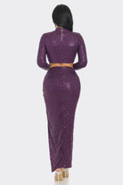 Women's Purple Sequence Top and Skirt Set – detail view