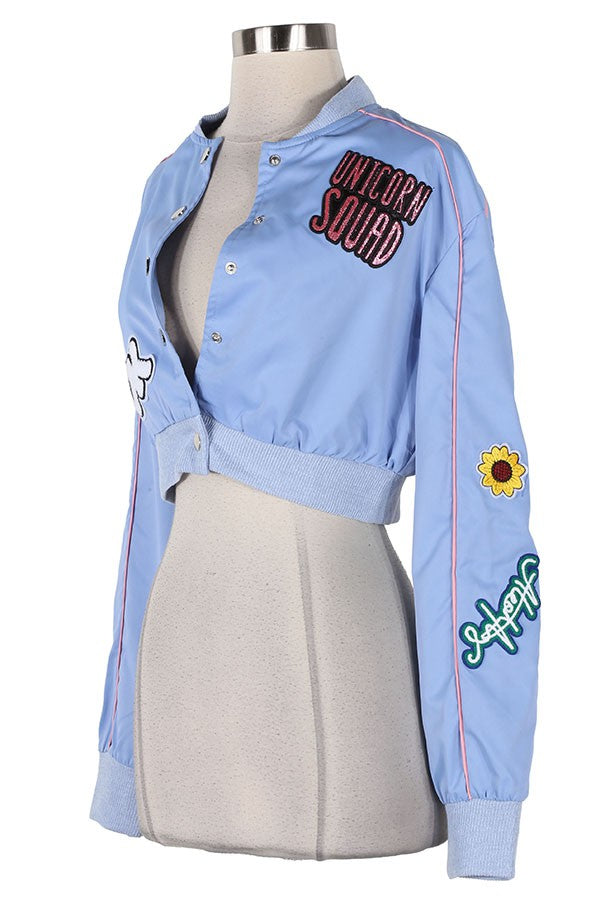 Women's Patch Detail Cropped Button Front Jacket - photo 4