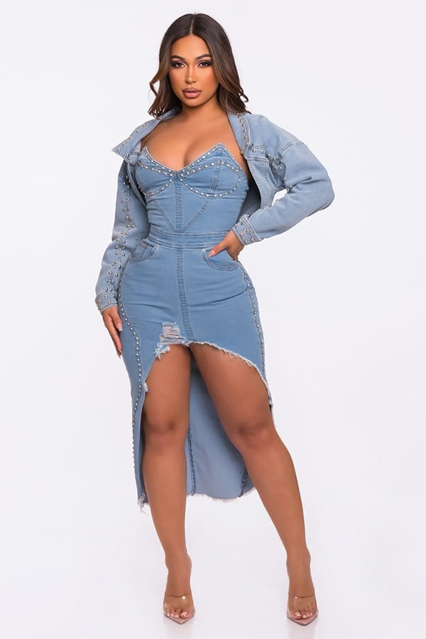 Women's One-Shoulder Draped Sleeve Denim Top - photo 2