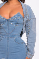 Women's One-Shoulder Draped Sleeve Denim Top - photo 4