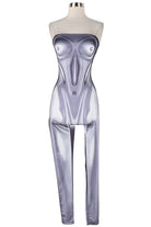 Women's Metallic Print Strapless Fitted Jumpsuit