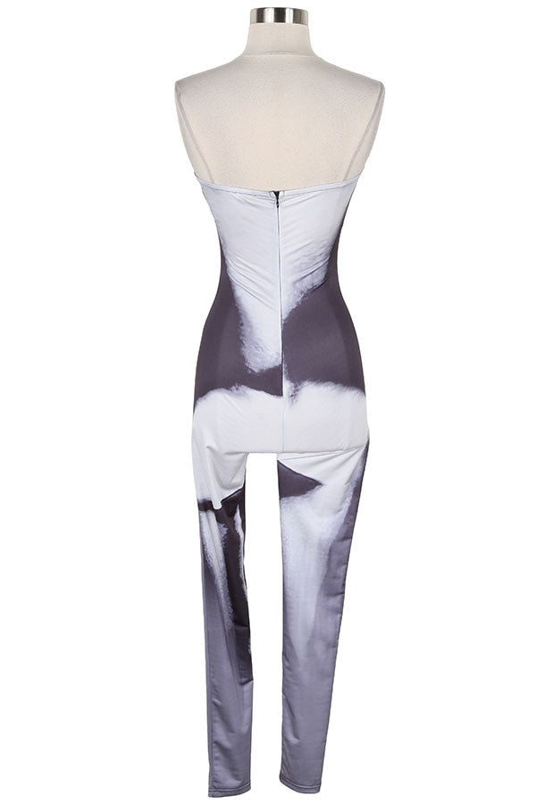 Women's Metallic Print Strapless Fitted Jumpsuit - photo 3