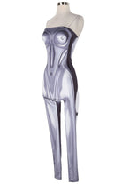 Women's Metallic Print Strapless Fitted Jumpsuit - photo 2