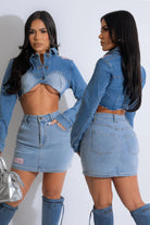 Women's Denim Crop Jacket & Mini Skirt Set - photo 2
