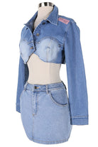 Women's Denim Crop Jacket & Mini Skirt Set - photo 4
