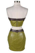 Women's Faux Leather Strapless Top & Mini Skirt Set - photo 4