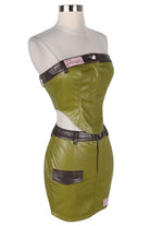 Women's Faux Leather Strapless Top & Mini Skirt Set - photo 3