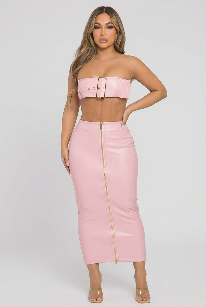 Women's Strapless Crop Top & Maxi Skirt Set