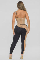 Women's Rhinestone Fringe One Shoulder Mesh Panel Jumpsuit - photo 3