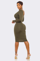Women's Rayonmodal Double Layered Lslv Midi Dress – detail view