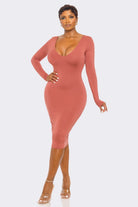 Women's Rayonmodal Double Layered Lslv Midi Dress – side view