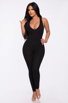 Women's Midnight Essential Heavy Ribbed Bodycon Jumpsuit – full-length view